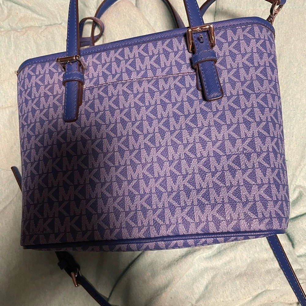 Michael Kors royal blue / purple Monogram Satchel - Picture 3 of 6